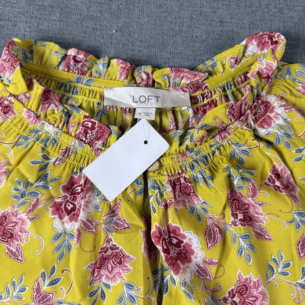 Loft Yellow Floral‎ Blouse Sleeveless Top Size Medium - Picture 2 of 8